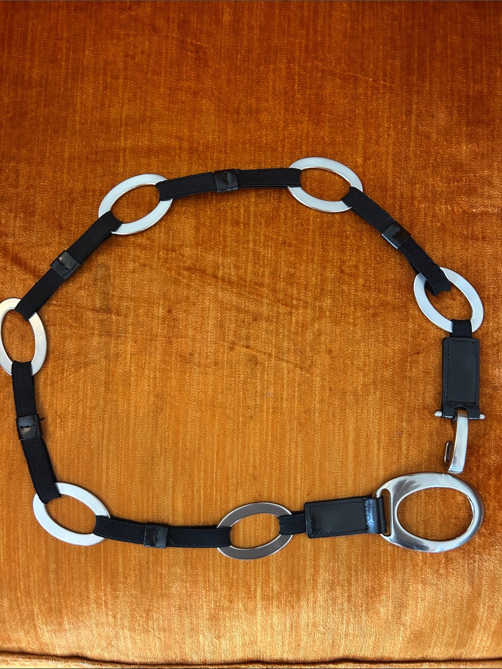 Vintage Lake Shore Drive Accessories Elastic Belt with Silver Metal rings